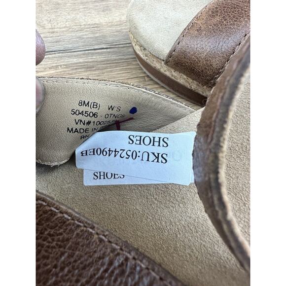 LL Bean Wedge Sandals Women's Size 8 M Brown Leather Ankle Strap Cork Sh… - Picture 8 of 9